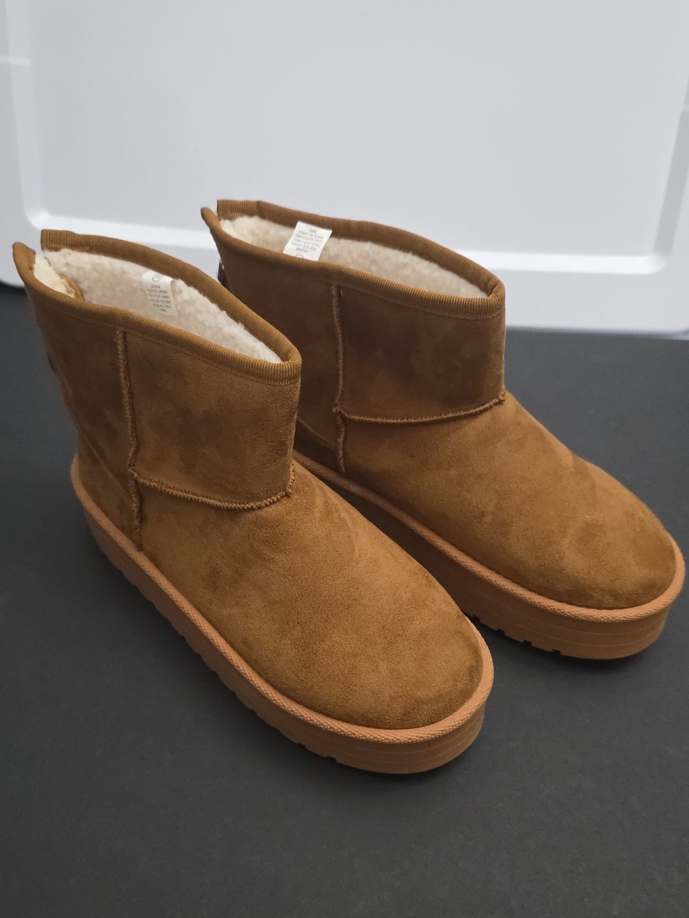 Dakota Chestnut Brown Suede Shearling-Lined Ankle Booties